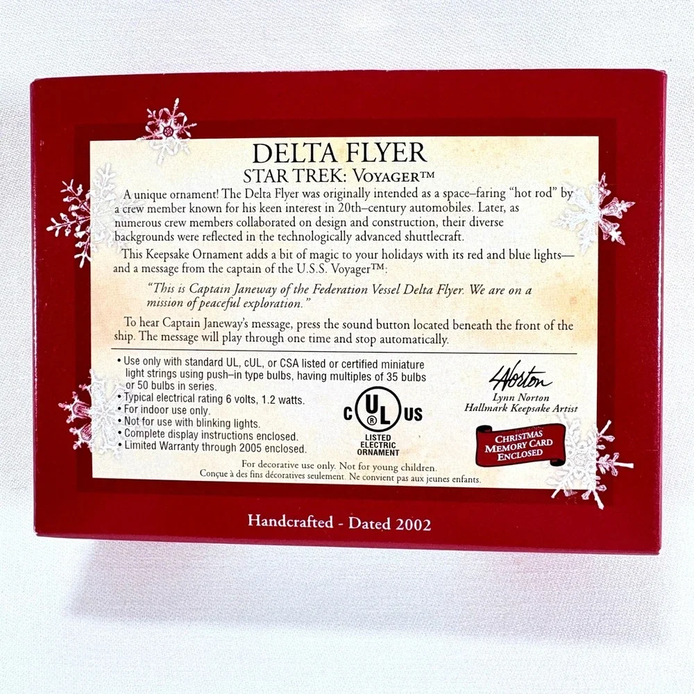 Hallmark Ornament Star Trek Voyager Delta Flyer 2002 Light Voice Boxed